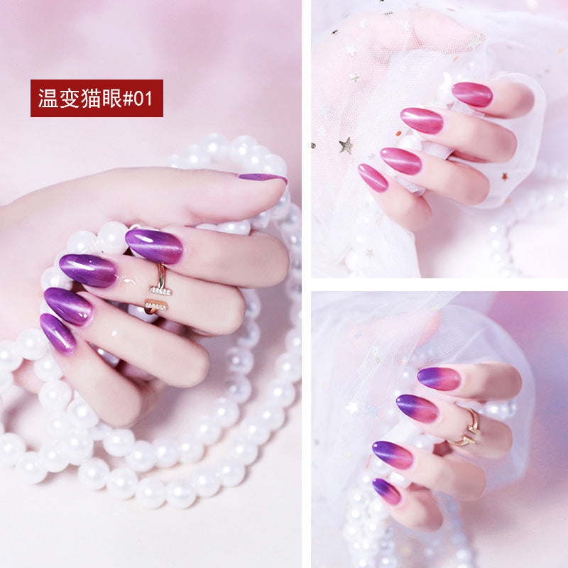 NGPF019 net red galaxy starry sky, pink crystal cat eye nail polish, flowing golden phototherapy gel set