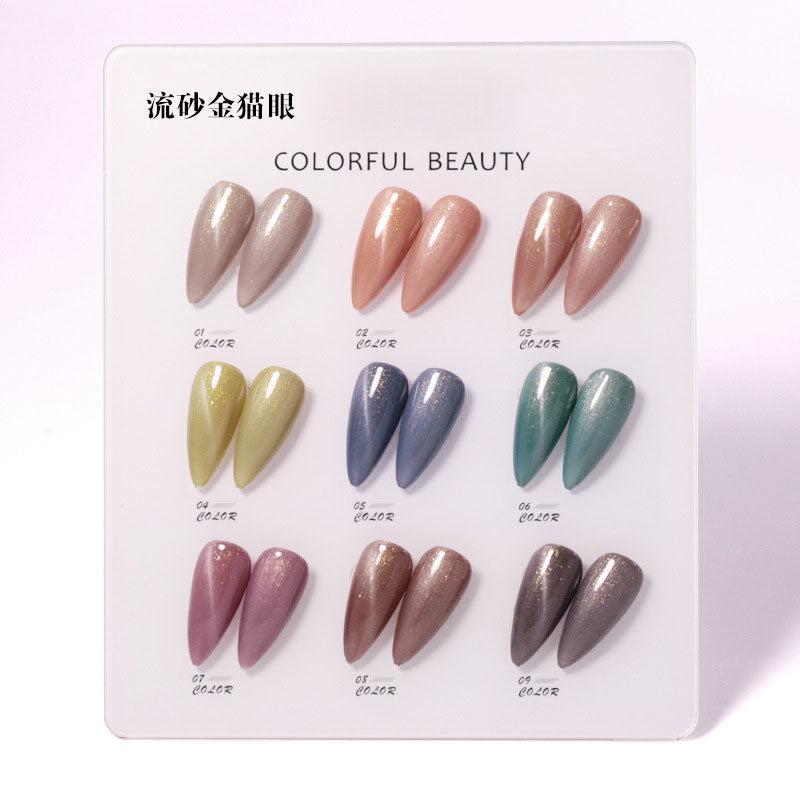 NGPF005 Ice Transparent Color Nail Polish Glue Set, Glitter Cat Eye Phototherapy Glue