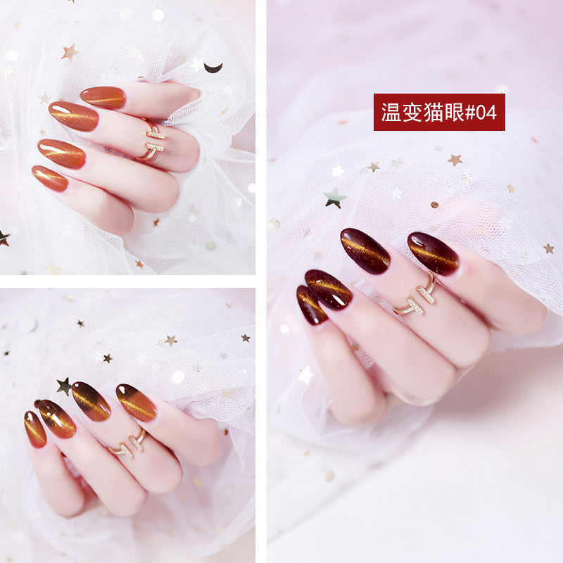 NGPF019 net red galaxy starry sky, pink crystal cat eye nail polish, flowing golden phototherapy gel set